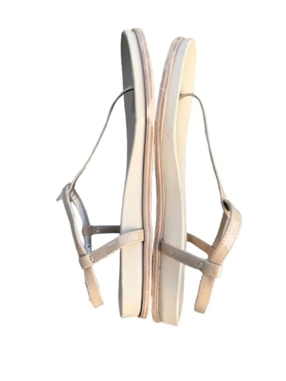 Sam Edelman Beige T-Strap Leather Sandals